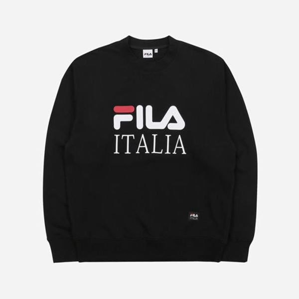 Fila Italia Men's Sweatshirts - Black,NZ 73-13947